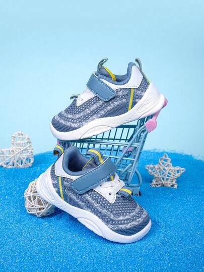 1 Pair Baby Spring/Autumn Mesh Breathable Sneakers, Gradient Color Design, Cute & Versatile, Adjustable Hook & Loop Closure, Easy On/Off, Non-Slip , Wide Fit For Baby Feet, Casual Shoes