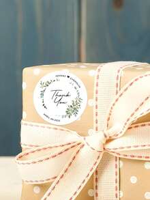 Personalized Custom 35pcs Eucalyptus-Themed Wedding Name & Favor Stickers​ – 4cm/1.57in Elegant Round Stickers, Customizable With Couple Names/Dates (E.G., "D&V 05.17.2025", "V|H 09.23.2022", "RACHEL & HAYDEN") And "Thank You" Messages. - Multicolor - View 14