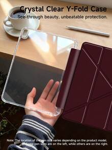 Ốp lưng máy tính bảng màu đỏ tía cổ điển, tương thích với iPad Air 11 inch M3 2025 / M2 2024, iPad Air thế hệ thứ 5 2022, iPad (A16) 11 inch thế hệ thứ 11 2025, tương thích với Samsung Galaxy Tab. Mặt lưng trong suốt, họa tiết thời trang, chức năng tự động tắt/mở màn hình và có ngăn đựng bút tích hợp, bảo vệ bằng túi khí, thích hợp làm quà tặng và sử dụng trong văn phòng. - Nhiều màu - Xem 3