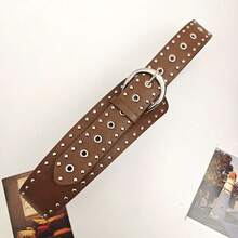 1pc Punk Rock Rivet Asymmetrical Waist Belt, Fashionable Streetwear