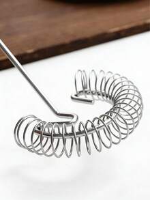 1pc Stainless Steel Egg Beater, Egg Squeezer, Spring-Loaded Cake Baking Egg Whisk, Coil-Style Egg Beater For Kitchen
