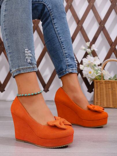 Women's Shoes, Women's Platform Wedge Pumps, New Thick Bottom High Heel Wedge Women's Pumps, Women's Wedge Round Toe Buckle Strap Shoes, Fashionable Versatile European-American Style Women's Shoes, Solid Color Casual Elegant Women's Shoes, Suitable For Daily Outings, Commuting, Parties, And Dates