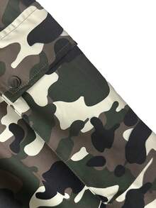 Modcrash Men's Street Wear Camouflage Loose Cargo Pants, Men's Street Retro Straight Tube Large Pocket Cargo Pants, The Design Of Camouflaged - Army Green - View 7