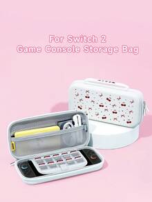 1个粉色爱心樱桃图案保护壳/保护套，兼容Switch 2 (2025)、Switch NS、Switch OLED、Switch Lite，Switch 2/Switch配件，全套包含收纳袋，Switch玩家的最佳礼物 - 彩色 - View 22
