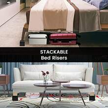 MYMULIKE - Elevadores de cama de gran tamaño, de 4 pulgadas, resistentes para muebles de hasta 6000 libras, bloques de elevación de cama ajustables de 8 pulgadas, elevadores de cama para dormitorios universitarios, sofás, mesas, escritorios - / - Ver 5