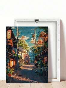 1幅装饰艺术品，经典现代东京茶馆墙画，帆布风景水墨画，无框动漫城市街景咖啡馆场景油画，适合室内/室外家居办公室装饰 - 彩色 - 查看 6