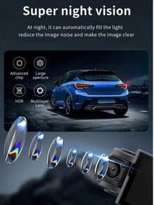 Cámara de salpicadero de doble lente 1080P con visión nocturna y modo de estacionamiento las 24 horas, equipada con pantalla IPS de ángulo amplio, adecuada para taxi, camión, SUV, sedán - Sin tarjeta SD incluida, alimentación con cable, sistema de doble lente