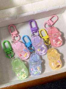 Bộ 6 móc khóa hình dép mini trong suốt màu thạch, mặt dây chuyền hình giày nhỏ dễ thương, thích hợp để trang trí túi xách, ba lô, món quà ý nghĩa dành cho bạn bè. - Nhiều màu - Xem 5