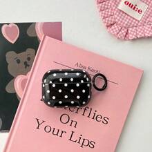 简约经典黑白波点图案亮面耳机保护套，适用于 1 2 3 4 Pro Pro2 Pro3 - 黑色 - 查看 3