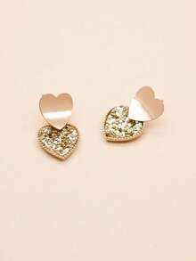 1 Pair Minimalist Small Random Heart Sequin Stud Earrings For Women - Champagne - View 3