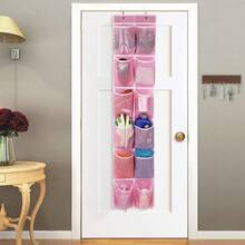 Over The Door 12 Pocket Hanging Shoe Organizer, Gray - Hồng - Xem 5