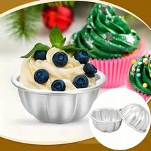 8pcs/4pcs Mini Aluminum Alloy Pudding Mold, Jelly Mold, Candy Mold, Non-Stick Pumpkin Flower Shaped Cupcake Baking Mold, Suitable For Birthday Celebration, Cake Baking Supplies - Multicolor - View 3