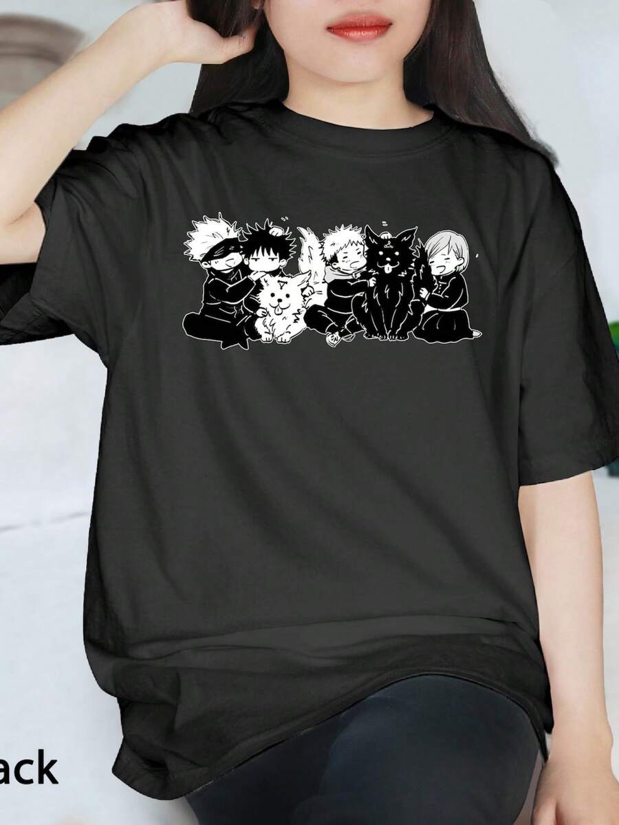 Satoru   Friends Shirt, Gojo Anime JJK Shirt, Anime Manga Fans Jjk Shirt Gift Men And Women1 - 黑色 - 查看 1