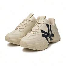 MLB Unisex NY Thick Sole Casual Sneakers 3ASHC104N - Beige-50BGS - View 2