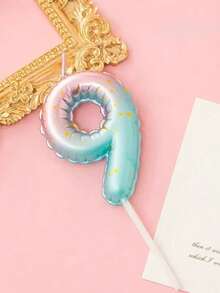 0-9 Mermaid Ombre Gradient Number Birthday Party Cake Candles, Graduation Gift, Wedding, Suitable For Romantic Party, Birthday Celebration, Holiday Celebration, Singles Party Cake Decoration, Baking Decoration - Pink and Blue Gradient - View 12