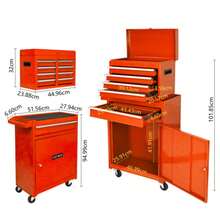 5-Drawer Tool Box, With Wheels And Rolling Options, Removable Top And Adjustable Shelves, Garage Tool Box (Orange) - Orange - View 2