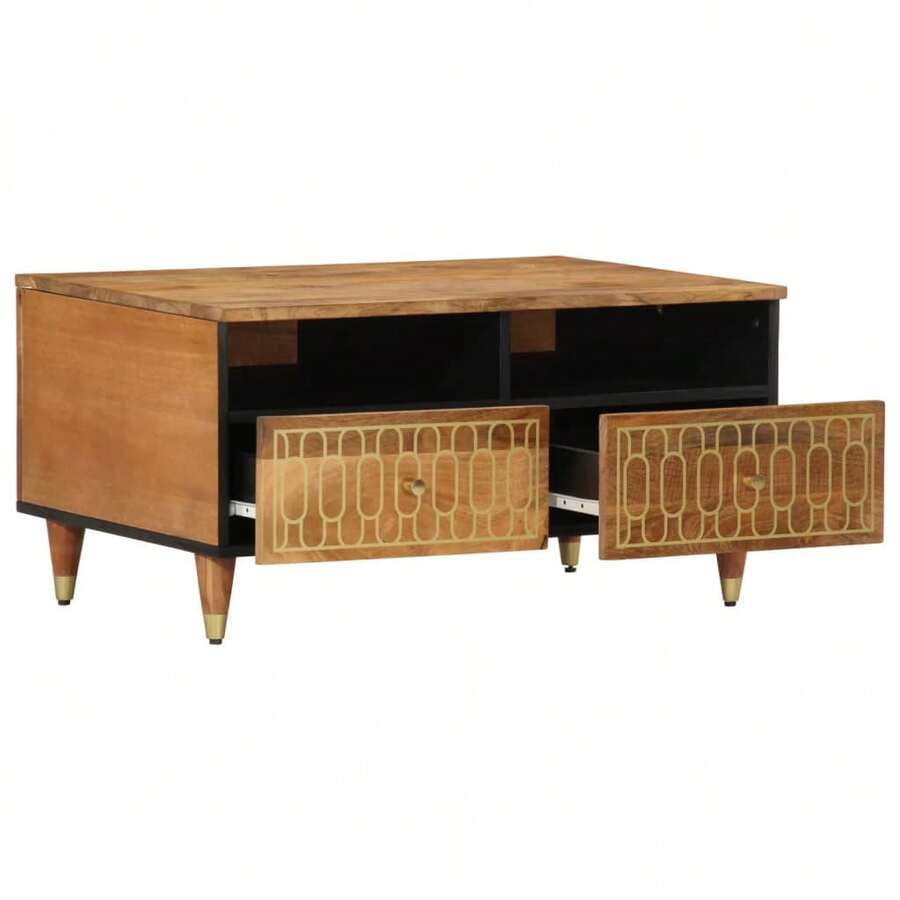vidaXL Tavolo basso 80x54x40 cm in bois de manguier massiccio - Castano - Visualizzare 1
