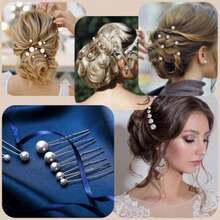 50 Piezas de Horquillas de Perlas,Accesorios para el Cabello de Novia con Perlas,5 Tamaños,Elegantes Accesorios para el Cabello Retro en Forma de U con Caja Blanca de Almacenamiento,Plateado(default) - Multicolor - Ver 8