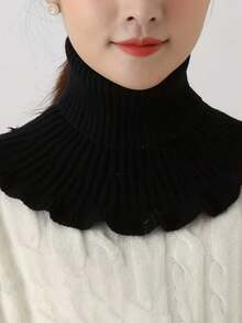 1pc Women's Knitted Shawl, Black, Beige, Red, Warm Knit, Autumn/Winter - Multicolor - View 5