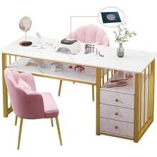 Mesa De Manicura Minimalista Estética 3 Cajones Y Aspiradora - Blanco - Ver 1