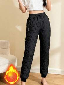 (Autumn/Winter) Women's Jogging Pants, Outdoor Exercise, Running, Fitness, Warm Thermal Lining, Fashion Commuting Pants, Cycling Camping Warm Thermal Lining Pants, Women's Winter Gym Workout Warm Thermal Lining Pants - Black - View 5