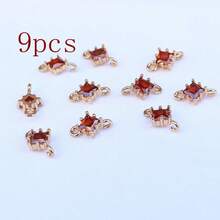 1pc/9pcs 4mm Framed Colorful Geometric Square & Rhombus Glass Pendant Earring Bracelet Necklace DIY Craft Supplies