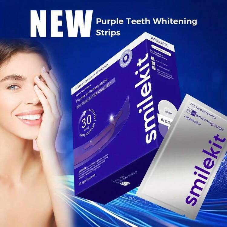 7 Pairs/14 Pcs Purple Teeth Whitening Strips, Deep Cleaning, Oral Care, Teeth Whitening Strips, Fresh Breath, Suitable For Travel And Home Use, Purple Teeth Whitening Strips, PAP, Purple Dry Adhesive Teeth Whitening Strips - Purple Teeth Whitening Strips - 7 Pairs - View 3