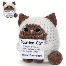 Positive Crochet Cat Mini Animal Emotional Cheer Up Support Gifts, Funny Crochet Mini Handmade Cat For Women Men Friends Mom Daughter Son, Plush Duck Shark Penguin Decorative Ornaments, Birthday Christmas Decor Graduation Gifts - 彩色 - 查看 10