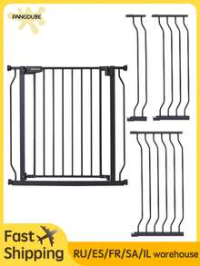 PANGDUBE Barrera Protectora para Bebés y Mascotas con Montaje por Presión | Se Adapta a Aberturas de 75-87cm y 111-123cm | Cierre Automático, Apertura Bilateral | Mecanismo de Bloqueo Doble | Color Negro, Para Interior y Exterior - Negro - Ver 2