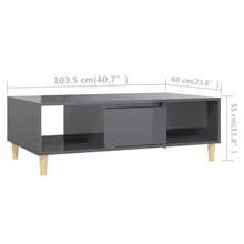 vidaXL Tavolo basso grigio brillante 103,5x60x35 cm legno ingegnerizzato - Grigio - Visualizzare 9