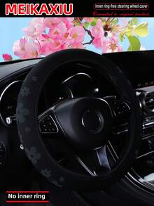 MEIKAXIU 1 Vỏ bọc vô lăng bằng vải xốp mềm họa tiết hoa, phù hợp với xe 14,5-15 inch, phụ kiện trang trí cho nữ - Hoa xốp ba chiều - Xem 13