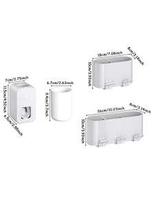 1 Giá đỡ bàn chải đánh răng gắn hút chân không dễ lắp đặt - Có khay đựng kem đánh răng - Giá đựng bàn chải đánh răng gắn tường có thể tháo rời, quà tặng Giáng sinh/Halloween và Lễ Tạ ơn - Nhiều màu - Xem 4