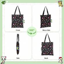 Official Tokidoki Canvas Tote Bag With Unicorno Keychain Cute Shoulder Bag Purses For Women Shopper Bag Handbag Travel Purse Charm - 黑色 - 查看 5