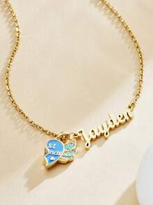 Customized Minimalist Elegant Angel Wings Personalized Name Necklace, 18K Gold Plated Stainless Steel, Graceful Daily And Formal Jewelry Gift For Women, Suitable For Birthday, Mother's Day, Graduation, Anniversary - Customized Letter, Delicate Chain, All-Season Wear, Classic And Modern Style, Personalized Gift For Any Occasion, Comfortable And Versatile, Suitable For Daily Wear Or Events, Women's Long Gold Chain Necklace, Women's Jewelry Set - Multicolor - View 4