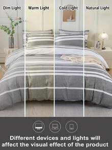 Bộ ga trải giường 3 món, thoáng khí, siêu mềm, chống xù lông, thân thiện với da, mềm mại, chống xù lông, đồ dệt gia dụng, trang trí phòng ngủ, bao gồm 1 ga trải giường và 2 vỏ gối (không bao gồm chăn bông), trang trí nhà cửa phòng ngủ thời trang, phù hợp với giường đơn/đôi/nữ hoàng/vua, có thể giặt máy, nhiều màu sắc để lựa chọn, quà tặng lãng mạn ngày Valentine. Ga trải giường họa tiết đường kẻ hình học. - Nhiều màu - Xem 8