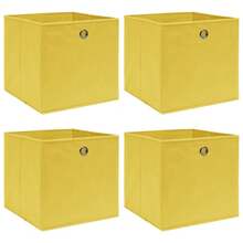 Boîtes de rangement vidaXL, lot de 4, jaunes, 32 x 32 x 32 cm, en tissu - Jaune citron - Voir 1