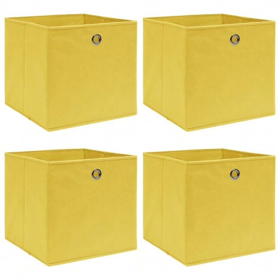Boîtes de rangement vidaXL, lot de 4, jaunes, 32 x 32 x 32 cm, en tissu - Jaune citron - Voir 1
