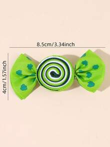 2个圣帕特里克节四叶草印花糖果造型发夹，可爱俏皮，适合女性日常佩戴、度假、派对等场合。也是送给家人的幸运礼物。甜美发饰、发夹、发卡、发饰、爪夹、发卡、发卡 - 彩色 - 查看 8