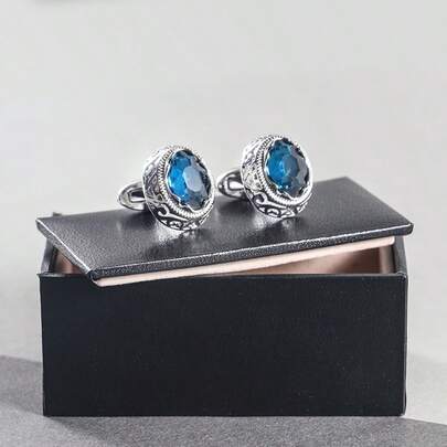 1 Pair Luxury Dainty High-Ended Brass Zirconia Cuff Links For Men Shirts