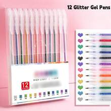 48/36/24/18/12/8pcs Colorful Glitter Ballpoint Pens Set, 1.0mm Medium Tip, Waterproof, Plastic Body, Visible Ink, Suitable For Cardboard, Drawing, Marking, Journaling, Coloring, Art Projects, 48 Vibrant Colors Including Metallic Shades, Great For Back To School - Multicolor - View 15