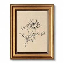VIYYIEA Vintage Gold Framed Wall Art For Living Room, Py Canvas Prints Home Decor, Sketch Painting Picture, Bedroom Wall Decor Gifts For Friends Or Family -[Py]-(10L X 8W) - [罌粟] - 查看 1