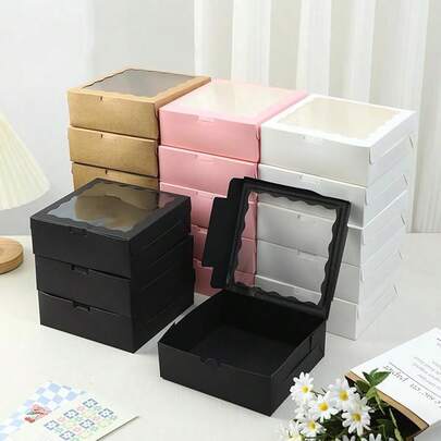 12pcs Baking Boxes With Window, Sturdy Pastry Boxes For Macarons, Cookies, Cupcakes, Donuts And Other Desserts - Ideal For Bakeries, Confectioneries And Small Cake Making