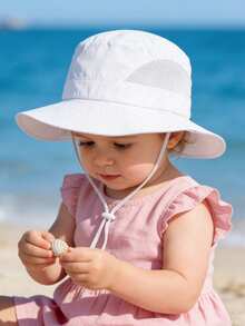 1pc Kids' Solid Color Double-Sided Mesh Breathable Sun Hat, Lightweight Bucket Hat Suitable For Daily Outdoor & Beach Use - A - View 2
