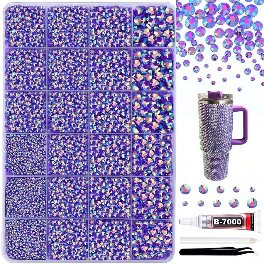 RODAKY Resin Jelly Rhinestones For Crafting Bedazzling,2-6MM Rhinestones For Nails Art,Dark Purple AB Nail Rhinestone And Gems,Nail Diamond Flatback Gems Crystals Charms For Nail Design DIY Makeup - 15JellyDarkPurpleAB - View 1