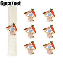 6pcs/Set Cute Rabbit Napkin Rings, Suitable For Easter, Spring Festival Party Table Decoration, Multiple Styles Available - Multicolor - View 13