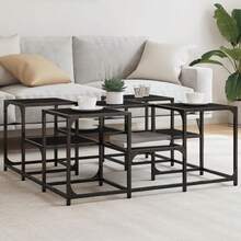 vidaXL Couchtisch, Schwarz, 91 x 91 x 40 cm, Holzwerkstoff - Schwarz - Übersicht 2