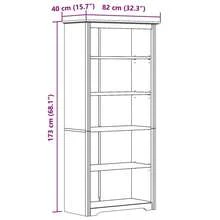 vidaXL Biblioteca BODO castanho 82x40x173 cm bois pin maciço 5 níveisx - Castanho - Ver 6