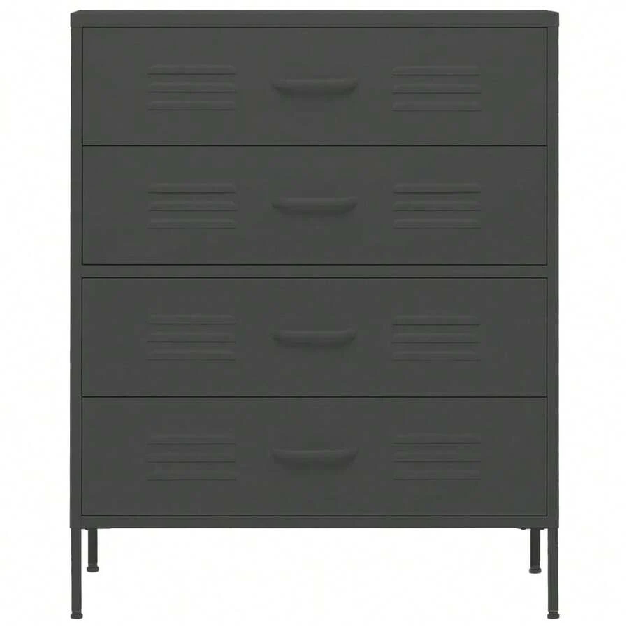 Cómoda vidaXL Antracita 80x35x101,5 cm Acero - Gris - Ver 1