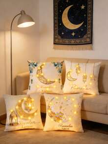 1pc 18"X18" Square Decorative Pillow Cover, Single-Sided Printed Plush Cushion Sham, For Decoration, Suitable For Porch, Patio, Sofa, Living Room, Outdoor, Decor Accessory (Pillow Insert Not Included) - White - View 12
