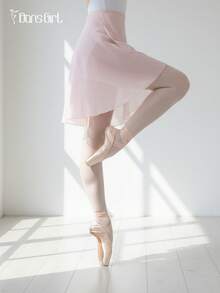 DonsGirl 1pc Women's Midi Chiffon Wrap Dress, Solid Color, Suitable For Ballet Performance - Baby Pink - View 3